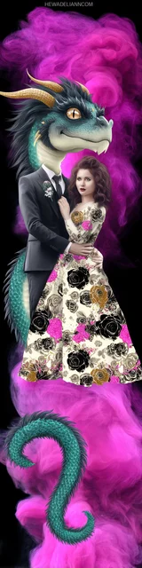 Free dragon bookmark featuring a dragon in a puff of pink smoke